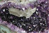 Amethyst Geode With Calcite Crystals & Metal Stand - Uruguay #152274-3